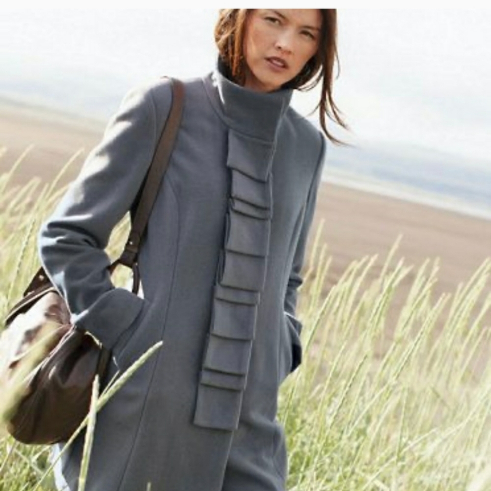 Garnet Hill Ruffle Front Wool Ribbon Candy Coat